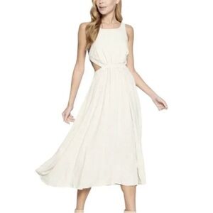 Modern Citizen Linen Blend Open Back Midi Dress Cream Oatmeal Cutout Size Medium